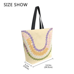 Aloha Collection Leis Print Eco-Friendly Reusable Shopping Grocery Bag Custom Design Crown Flower Hawaiian <b>Canvas</b> <b>Tote</b> Bag - Product Image 4