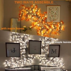 Guirlande Lumineuse Flexible en Forme de Vigne avec Motifs de Fleurs de Prunier et de Feuilles d'Érable, avec Télécommande, pour la Décoration de Chambre et d'Événements de Noël - Product Image 3