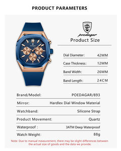 Reloj de Cuarzo Poedagar 893 Nuevo, Impermeable, para Hombre, Estilo Ejecutivo, con Calendario, Diseño de Lujo, Esfera de 30 mm, Acero Inoxidable - Product Image 5