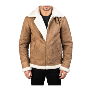 Veste en cuir véritable B3 Bomber personnalisée, longue, unisexe, style vintage, coupe-vent, chauffante, double boutonnage, en cuir véritable - Product Image 1