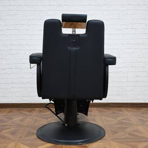 Silla moderna de peluquero de cuero negro, muebles de salón de fondo redondo negro, silla reclinable para hombre, silla para pelar, venta al por mayor - Product Image 3