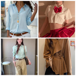 Bán Buôn Phụ Nữ Của Thời Trang Dài Tay Rắn v-Cổ Áo Sơ Mi Lỏng Lẻo Và Phụ Nữ Thanh Lịch Của Trắng Tops - Product Image 3