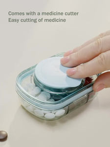 Kotak Obat Portabel Kapasitas Besar Pengingat Obat Pemotong dan Penyimpanan Obat dalam Satu Perangkat Dispenser Perjalanan Multikompartemen - Product Image 2