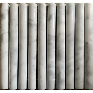 Tuiles murales en mosaïque de marbre <span class=keywords><strong>travertin</strong></span> cannelé poli STEPS Carrara pour panneaux de villa, <span class=keywords><strong>douche</strong></span>, garniture personnalisée sur mesure de 1 an - Product Image 3