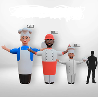 Gigantesque figurine gonflable de chef de kebab de 2 m avec logo personnalisé, lumières LED et fonction de danse aérienne pour la publicité de restaurant