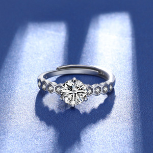 Nouvelle bague en zircon 5A couleur feu, motif nid d'abeille, style <span class=keywords><strong>Queen</strong></span> Han, ouverte, six griffes, huit cœurs, huit flèches - Product Image 2