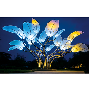 Gradient Leaf <strong>Cluster</strong> LED Sculpture <strong>Light</strong> (Stainless Steel + PC) IP65 Waterproof Landscape Garden Decor Lighting Remote Button - Product Image 4