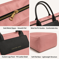 Sac fourre-tout en toile rose personnalisé avec logo, grande capacité, pour femmes, imperméable, léger, à porter à la main ou à l'épaule, pour le shopping, les voyages et les bagages