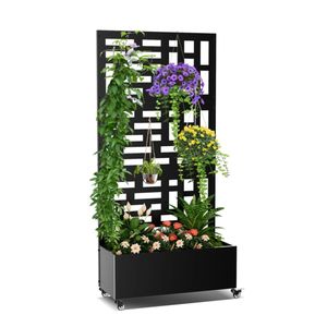 Jardinière en métal personnalisable avec treillis, potager surélevé <span class=keywords><strong>pour</strong></span> légumes, fleurs, vigne, patio, jardin - Product Image 1