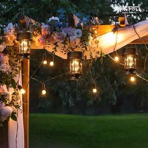 Lanterne LED solaire rétro étanche avec sangle et crochet de suspension pour jardin, cour, route, camping, éclairage décoratif extérieur - Product Image 5