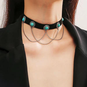 Collana di <span class=keywords><strong>moda</strong></span> personalizzata Punk stile gotico scuro gioielli in pelle nera collane di fascino di ragno fiore Fine - Product Image 3