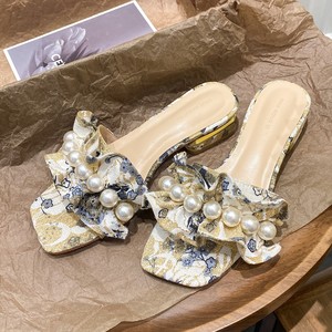 Chunky Heel Women's Summer Fashion Sandals Fairy Wind Pearl Blue and White Porcelain Light Weight and Anti-Slippery - Product Image 2