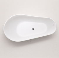 Baignoire autoportante ovale blanche de qualité supérieure, finition mate, en surface solide, pour villas, baignoire en pierre artificielle