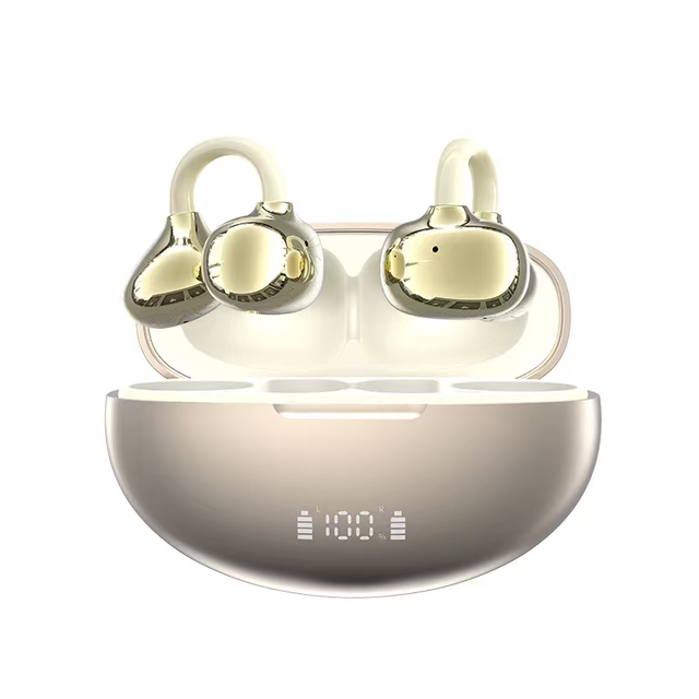 Open Ear Wireless Earbuds Clip-on Semi-In-Ear Design LED Digital Display Noise Reduction Headphones