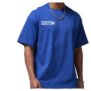 T-shirt de sport pour homme en coton uni, tricoté, à séchage rapide, respirant, avec logo personnalisé, col rond, coupe classique, décontracté, imprimé, broderie, vierge - Product Image 1