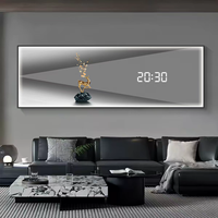 Horloge murale numérique LED moderne de grande taille pour salon, salle à manger, décoration murale animale, peinture murale