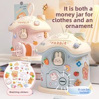 Grande tirelire sécurisée et mignonne en forme de maison de lapin pour enfants