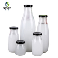 Botol kaca susu jus minuman, tempat penyimpanan 250ml 250ml 500ml 1000ml 1L dengan tutup