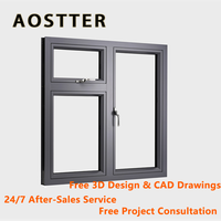 Ventana Abatible y Giratoria de Ahorro Energético AOSTTER, Ventanas Modernas de Aluminio, Ventanas y Puertas Abatibles