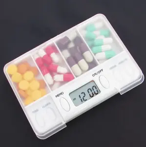 Kotak pil kotak penyimpanan obat elektronik, kotak obat pengingat waktu Alarm pengatur waktu pil wadah obat