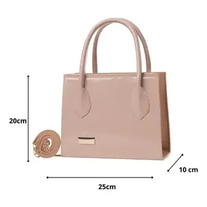 Bolsa de Maquillaje Fana Jena para Mujer, Color Sólido, Acabado Liso, Estuche para Guardar Sombras de Ojos, Asa Color Nude con Cierre - Product Image 4