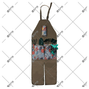 Delantal de jardín con múltiples bolsillos para almacenamiento de herramientas, color caqui gris, tela Oxford floral para jardinería - Product Image 4