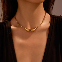 Collier ras du cou tendance en acier inoxydable 316 plaqué or 14K/18K, résistant à l'eau et inaltérable, pour femme - Idéal pour les soirées