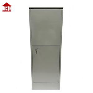 Galvanized Steel <strong>White</strong> Vertical Wood Grain Stripe Anti Theft Top Lifted Standing Pillar Parcel <strong>Letterbox</strong> - Product Image 3