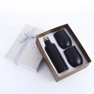 Set Botol Air Tahan Karat Dinding Ganda, Set Botol Air Minum dengan Dua Tumbler dan Botol Anggur, Botol Anggur Baja Tahan Karat untuk Hadiah