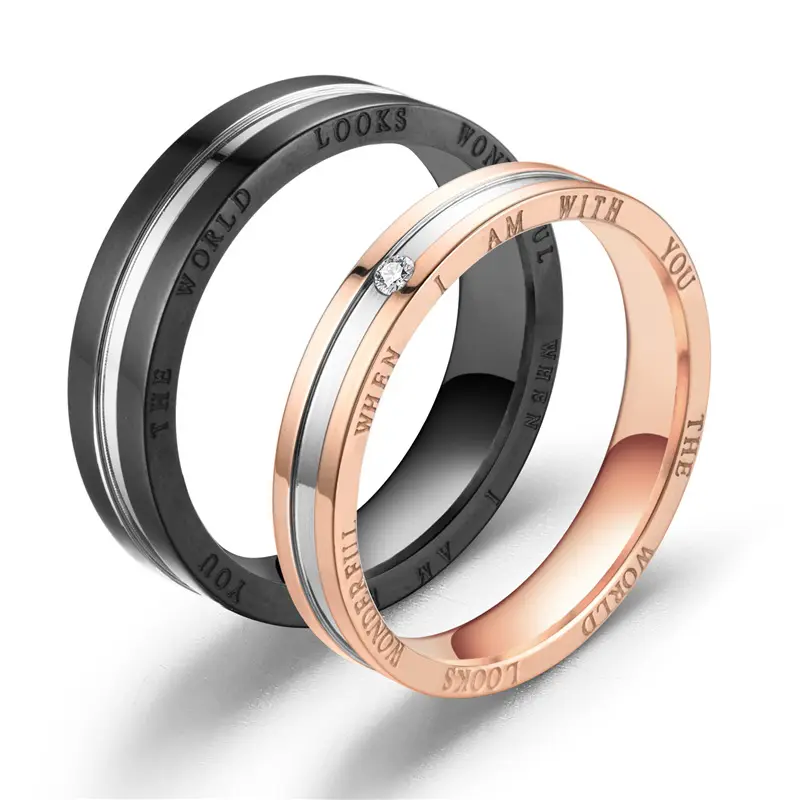 Anel de titânio para casal, anel de casal de aço titânio europeu da moda para casais, joias para casal