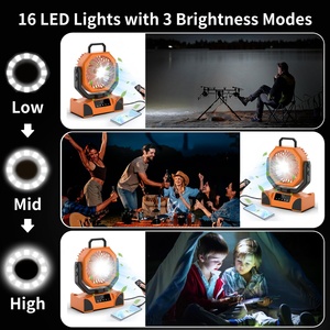 Nouveauté : Ventilateur de table pliable pour le camping, en plastique, 4 pales, écologique, avec commande tactile, USB, 20000 mAh, 15 W, lumière LED - Product Image 2