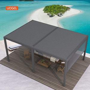 بيرجولا خارجية من الألومنيوم مقاس 4×6 متر مع ستائر قابلة للطي أو باب زجاجي منزلق مطلية بالبودرة وصديقة للبيئة - Product Image 4