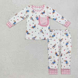 Ensemble de vêtements pour enfants en gros, pyjamas de Pâques assortis pour frères et sœurs avec imprimé lapin - Product Image 2