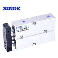 Cilindro Neumático de Aluminio de Doble Eje y Doble Vástago de la Marca XINDE, Modelo de Gran Empuje de Tamaño Pequeño TDA/TN10/16/20-10*20X30X50X70S