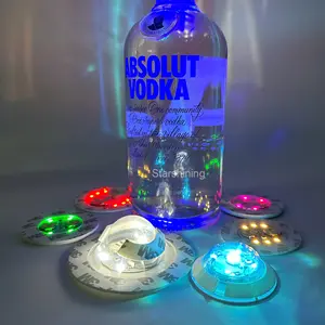 OEM festivali parti özel LOGO aydınlık cam kupa yapıştırıcı Coaster glorifier şampanya şarap votka için LED şişe işık sticker