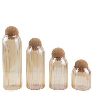 Tea coffee sugar salt ceramic storage jar glass storage jars with wooden lids for kitchen