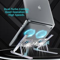 Nouveau support portable pliable en aluminium pour ordinateur portable, réglable en hauteur sur 7 niveaux, avec deux ventilateurs de refroidissement RGB