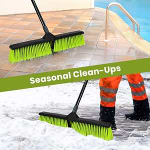 Heavy Duty Broom <b>Brush</b> with 63 Long Handle for <b>Deck</b> Patio Driveway Garage Warehouse Shop Floor Sweeping & Scrubbing - Product Image 3