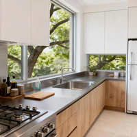 Ensemble de cuisine moderne à grande échelle avec îlot, ensemble complet de meubles de cuisine écologiques, y compris les accessoires de robinetterie