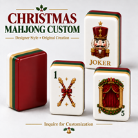 Ensemble de Mahjong Américain de Noël Personnalisé de Luxe Moderne, Tuiles Acryliques Gravées à 4 Couches, Designer Original, Fêtes, OEM ODM, 4 Joueurs