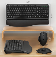 Nouveau clavier ergonomique sans fil 2,4 GHz USB 3.0 à piles, pleine taille, design droitier, touches multimédias, repose-poignets rembourré pour