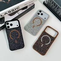 Étui de téléphone magnétique de luxe scintillant avec diamants pour Apple iPhone 17AIR 16plus 15plus 14 13 12 11, coque antichoc magnétique pour mobile
