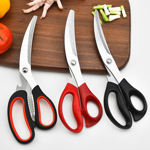 Stainless Steel <b>Kitchen</b> <b>Shears</b> Elbow Shape Black Red Home Use For BBQ Kimchi Cooking - Product Image 4