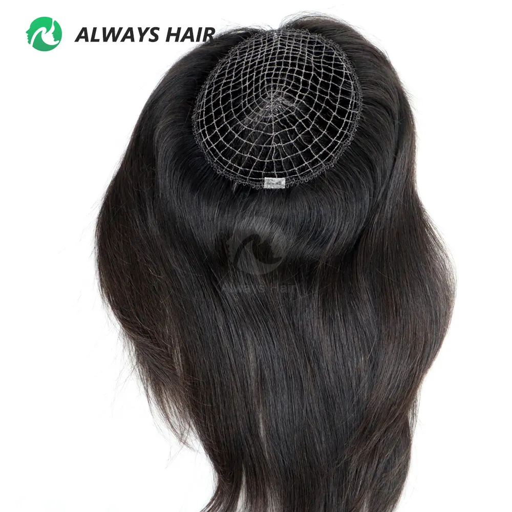 女性用フィッシュネットヘアピース16 "中国キューティクルレミー人毛トッパー通気性プルスルー