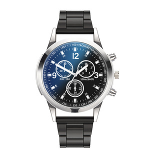 Montres à quartz pour hommes avec cadran en verre bleu antique, bracelet en acier inoxydable, montre de style business, aiguille en alliage, vente en gros de cadeaux d'affaires - Product Image 4