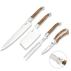 Cubiertos de Lujo Laguiole, Tijeras <span class=keywords><strong>para</strong></span> Cortar <span class=keywords><strong>Pollo</strong></span>, Juego de 4 Piezas, <span class=keywords><strong>Cuchillo</strong></span> de Cocina con <span class=keywords><strong>Cuchillo</strong></span> de Chef, Tenedor <span class=keywords><strong>para</strong></span> Carne - Product Image 1