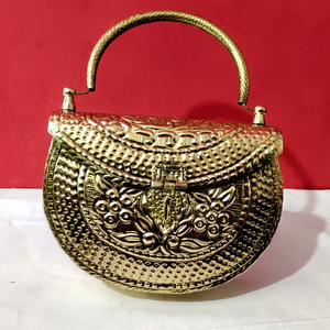 Intricately Carved Handcrafted Ethnic Golden Brass Handle <b>Bag</b> For Women Weddings Evening <b>Party</b> <b>Bags</b> Wholesale <b>Cheap</b> Factory - Product Image 1