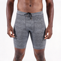 Shorts de compression sans coutures pour hommes avec cordon de serrage, respirants, séchage rapide, couche de base avec poche pour la course et l'entraînement