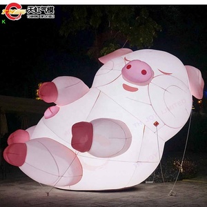 Maiale gonfiabile rosa illuminazione a LED cartone animato modello animale gonfiabile Replica palloncino a terra con soffiatore in vendita - Product Image 2