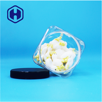 Bocaux carrés transparents en plastique PET avec couvercle noir, étanches, sans BPA, pour collations, aliments en conserve, bonbons, nouilles